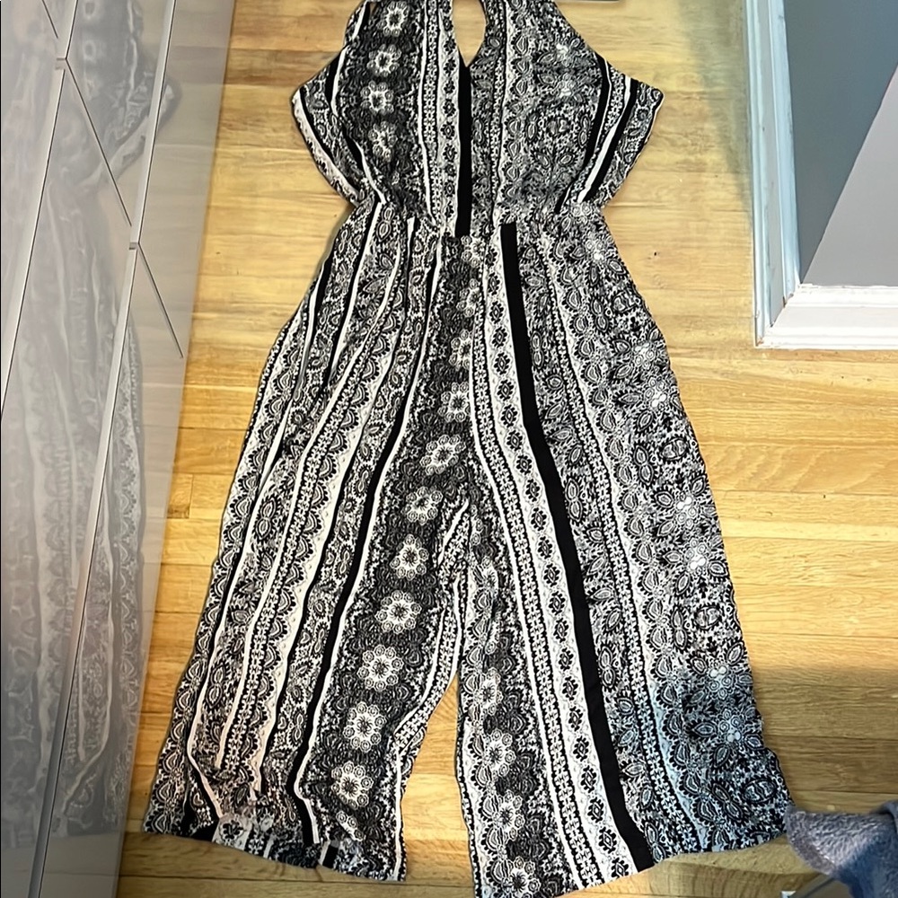 Lily Rose Black and White Geometric Jumpsuit